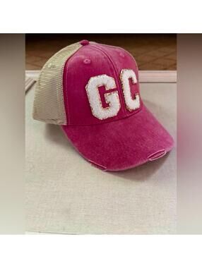 Adams Custom Women's Pink Distressed Mesh Baseball / Trucker Cap NWT